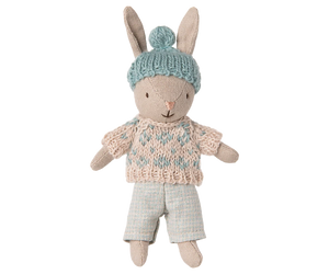 Maileg Winter Rabbit, Micro-- Sand-- Mint