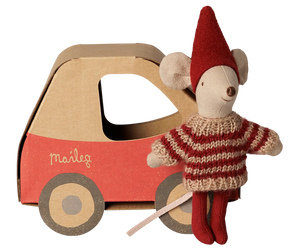Maileg Christmas Mouse, Little Sister in Car Box