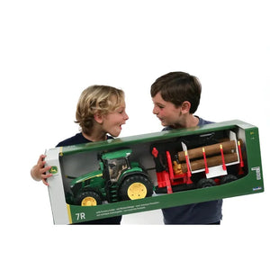 Bruder 09829 John Deere 7R 350 with Logging Trailer and 4 Logs