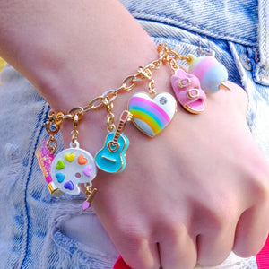 Charm It! Gold Puffed Rainbow Heart Charm