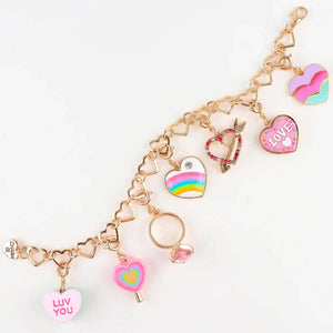 Charm It! Gold Puffed Rainbow Heart Charm