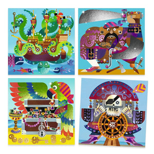Djeco Foil and Jewel Mosaic Craft Kit-- Up and At 'Em