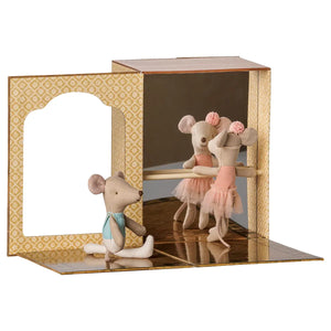 Maileg Ballet mice in dance studio, Little sister and brother