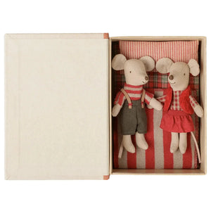Maileg Christmas Twin Mice, Little Sister and Brother in Book