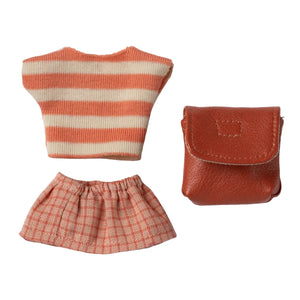 Maileg Clothes and Bag, Big Sister Mouse-- Coral