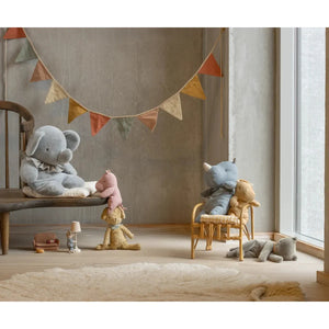 Maileg Elephant Plush, Big-- Blue/Grey