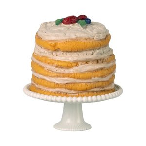 Maileg Party Cake and Cake Stand-- Mouse, Off-White