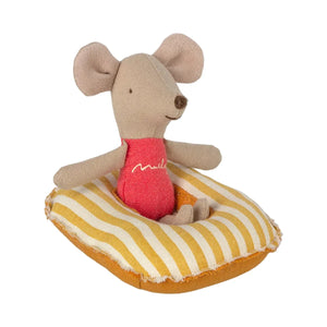 Maileg Rubber Boat, Small Mouse-- Yellow Stripe