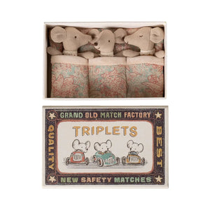 Maileg Triplets, Baby Mice in Matchbox-- Checker