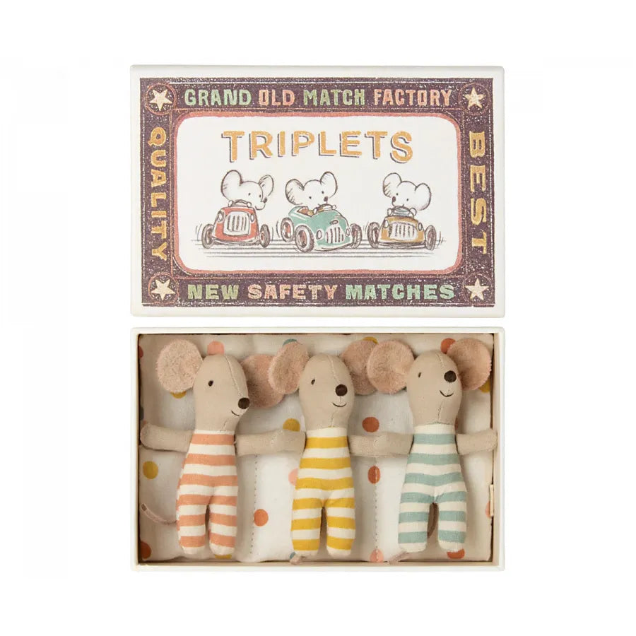 Maileg Triplets, Baby Mice in Matchbox (New)
