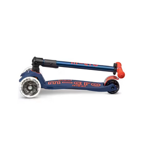Micro Kickboard: Maxi Deluxe Foldable LED -- Navy Blue/Red