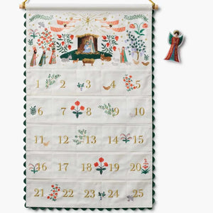 Rifle Paper Co Nativity Embroidered Hanging Advent Calendar