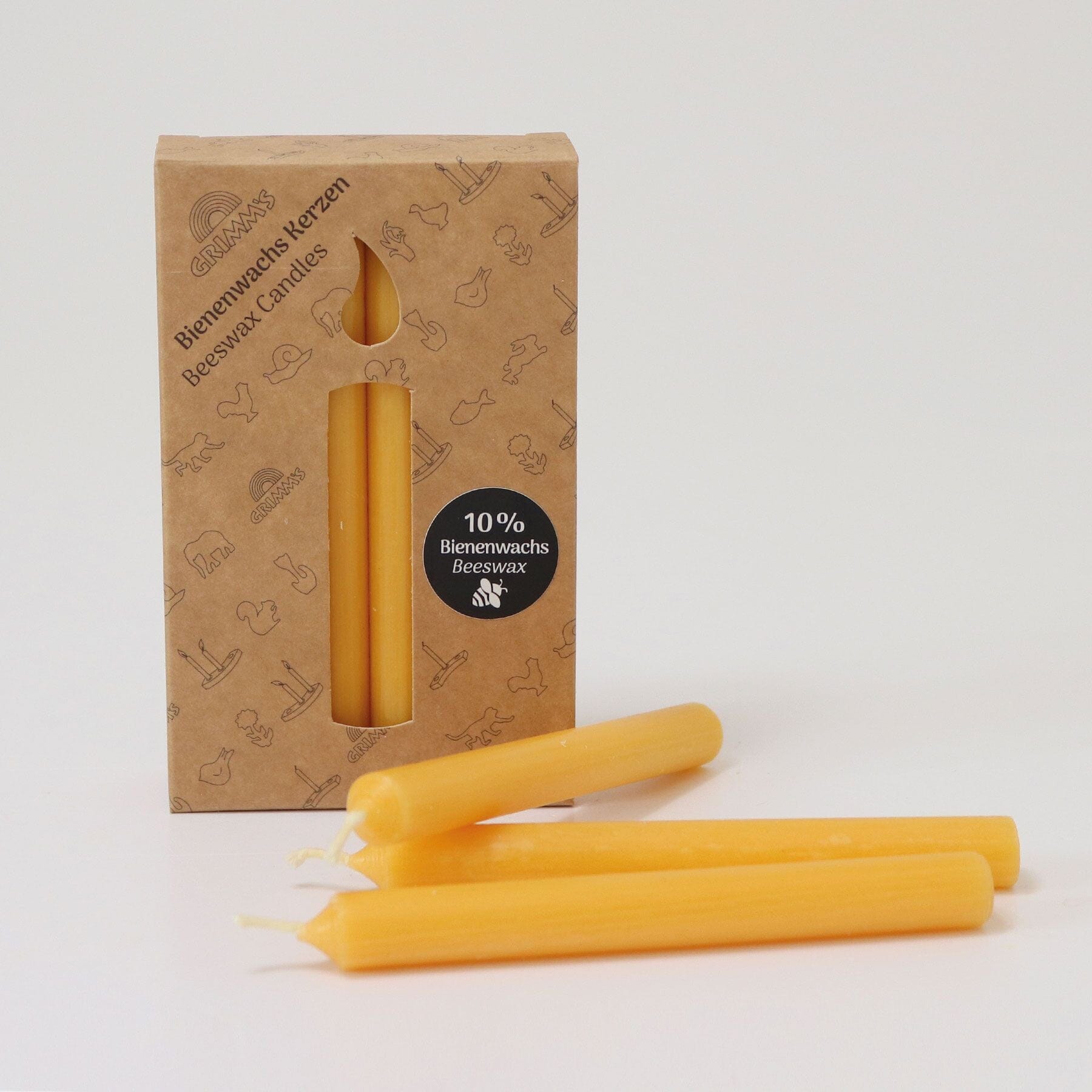 Grimm's Amber 10% Beeswax Candles, 12-Pack