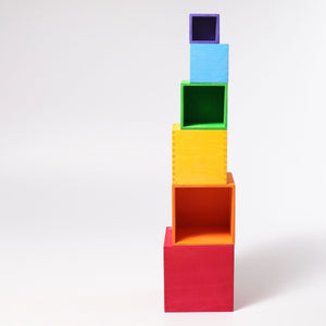 large rainbow set of boxes; stacked largest to smallest
