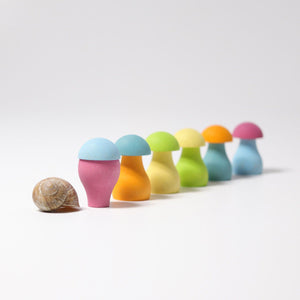 pastel mushrooms with mismatched tops and bottoms