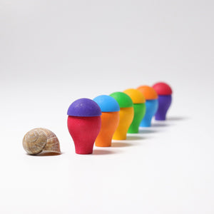 mushroom stems are flipped over and mis-matched caps are on top