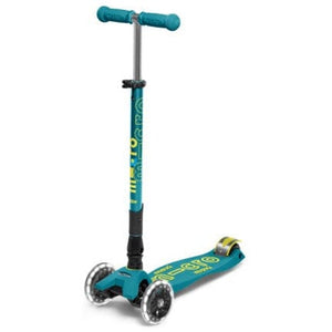 Micro Kickboard: Maxi Deluxe Foldable LED -- Petrol Green