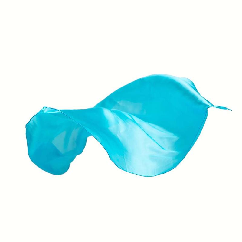 A silk scarf in turquoise.