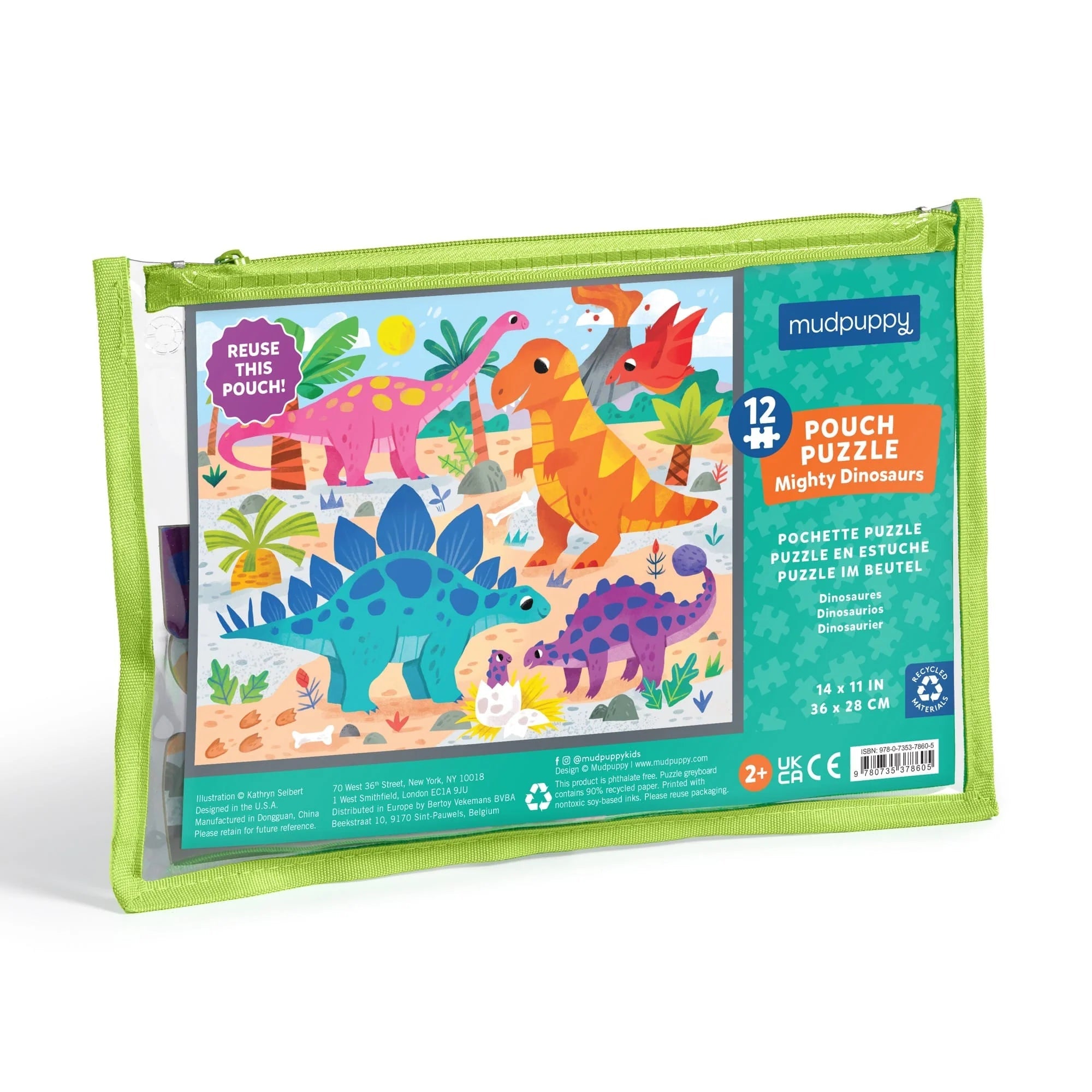 12-Piece Puzzle Pouch -- Mighty Dinosaurs