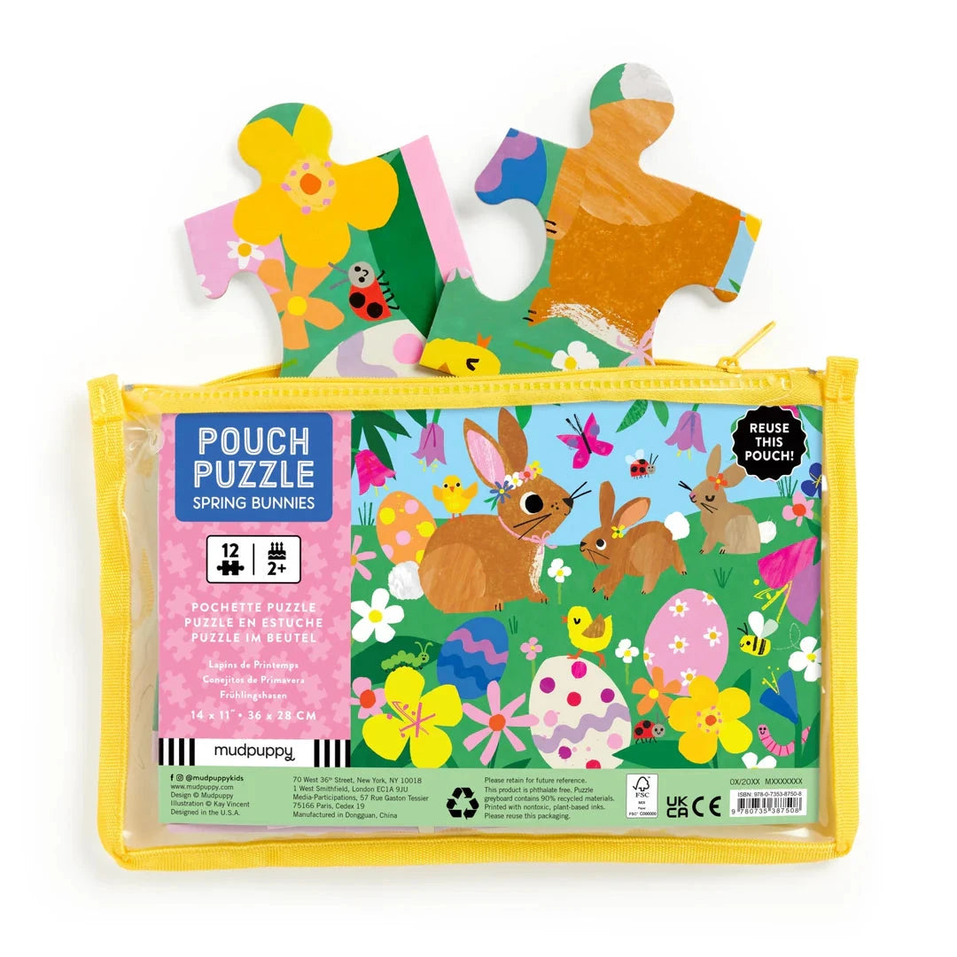12-Piece Puzzle Pouch -- Spring Bunnies