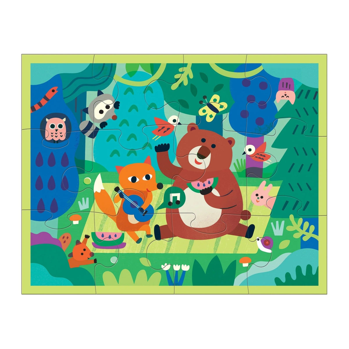 12-Piece Puzzle Pouch -- Woodland Picnic