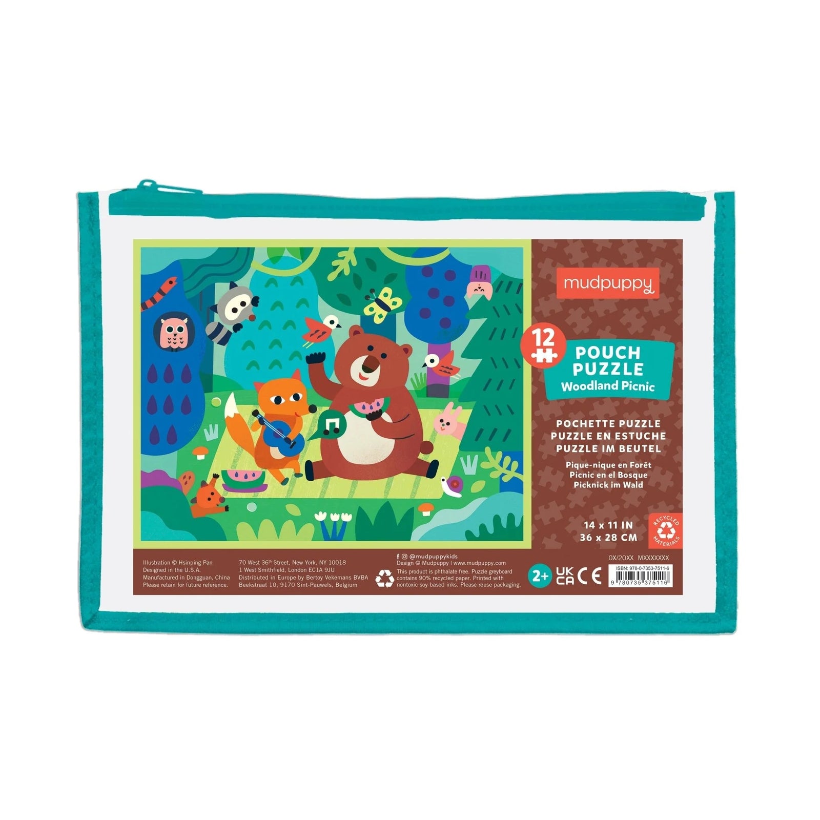 12-Piece Puzzle Pouch -- Woodland Picnic