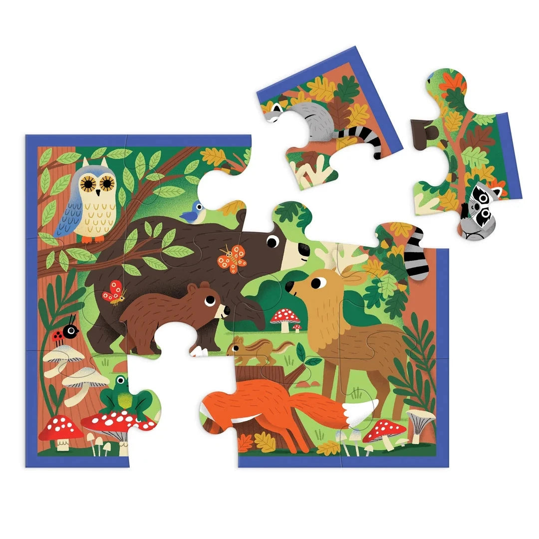Mudpuppy 12-Piece Puzzle Pouch -- Woodland Picnic