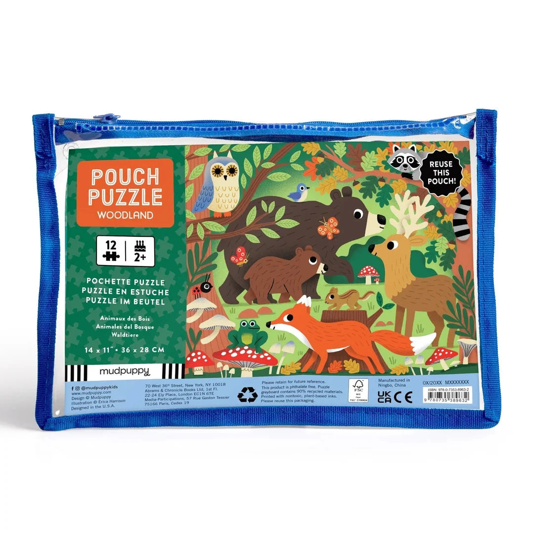 Mudpuppy 12-Piece Puzzle Pouch -- Woodland Picnic