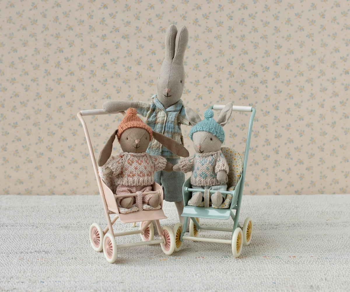 Maileg Winter Rabbit, Micro-- Sand-- Mint