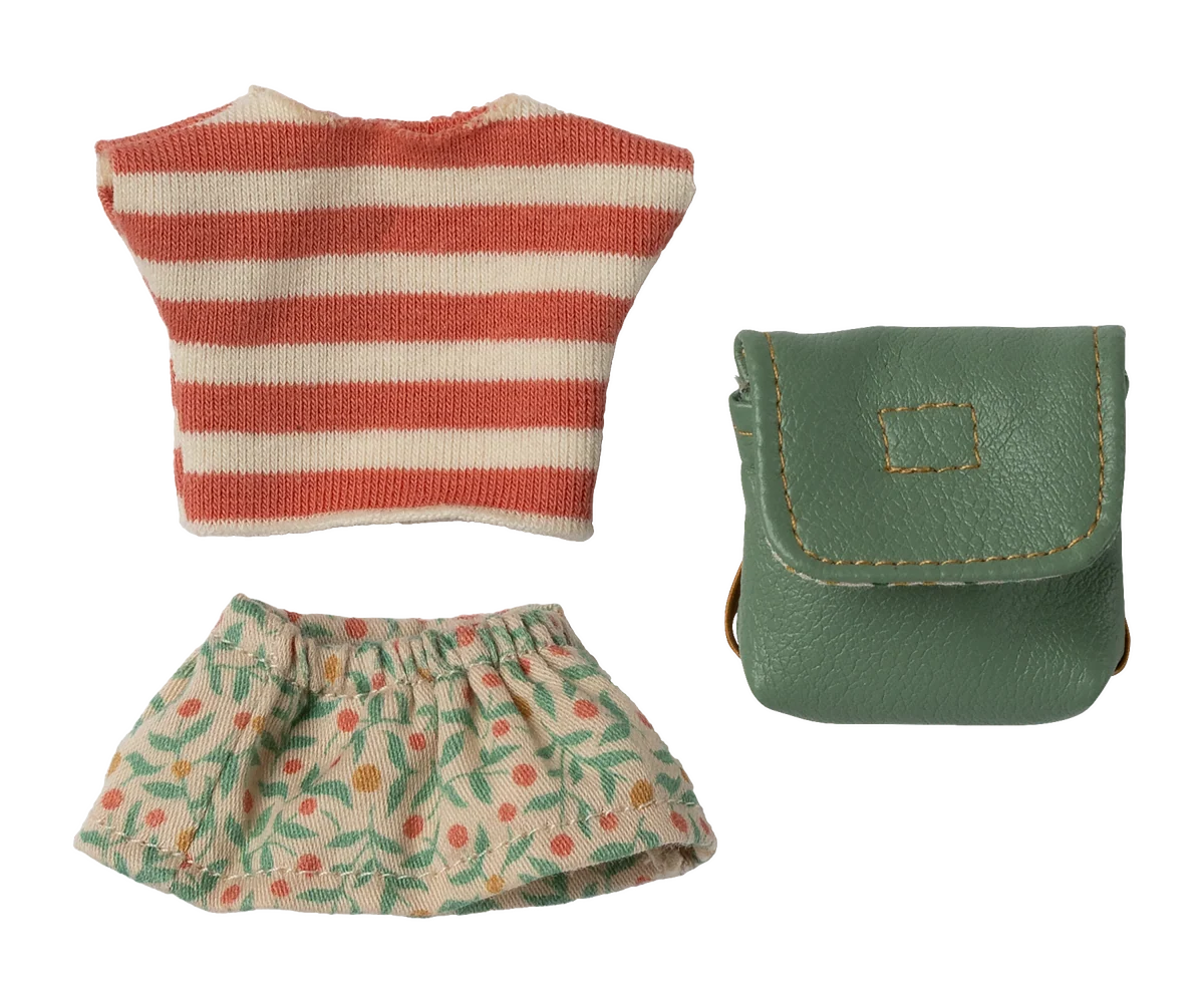 Maileg Clothes and Bag, Big Sister Mouse-- Green