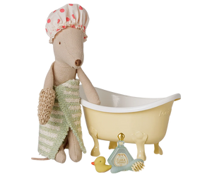 Maileg Bathtub Set, Mouse-- Yellow