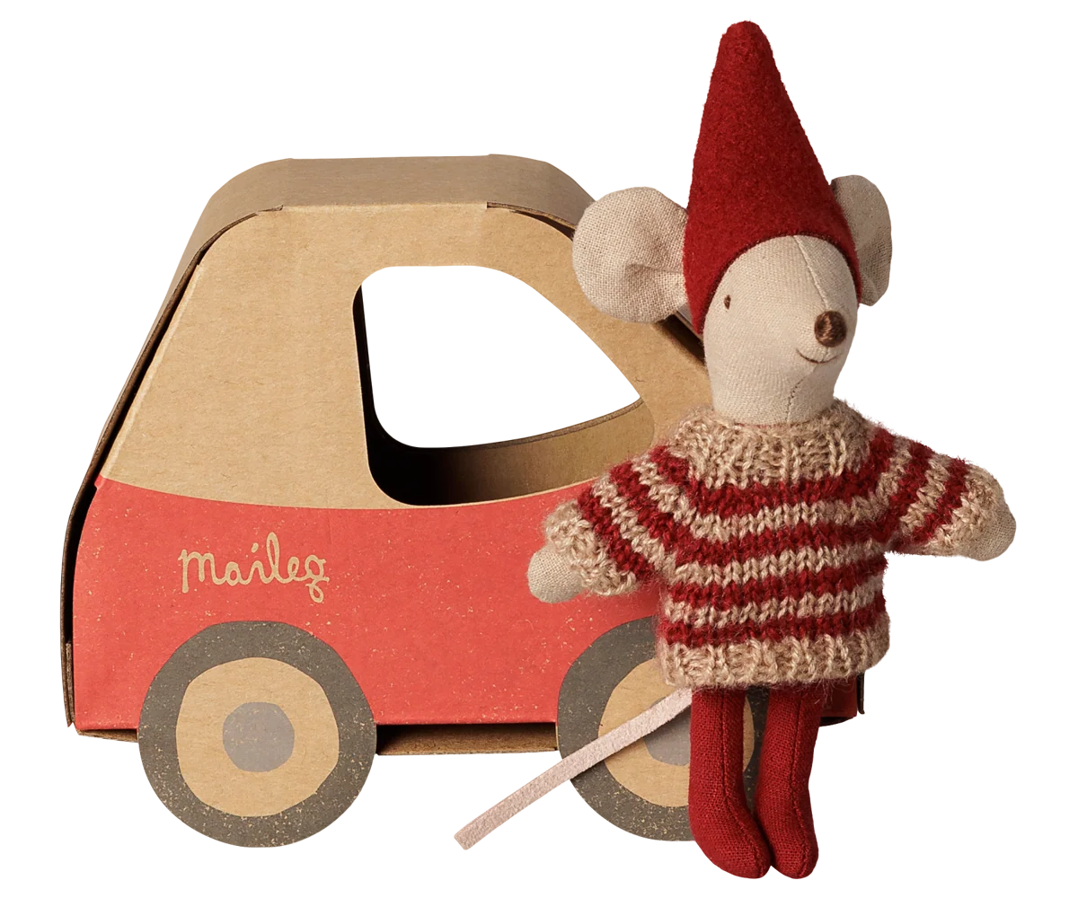Maileg Christmas Mouse, Little Sister in Car Box