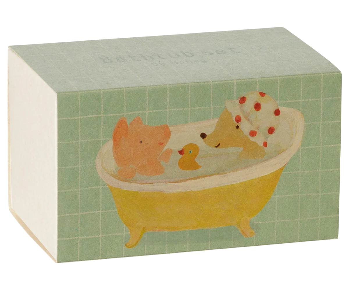 Maileg Bathtub Set, Mouse-- Yellow