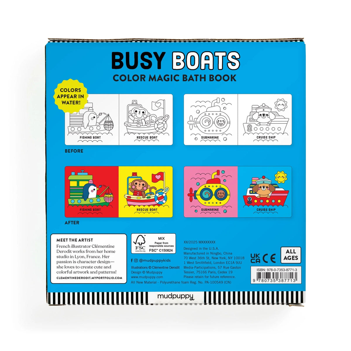 Color Magic Bath Book: Busy Boats by Mudpuppy
