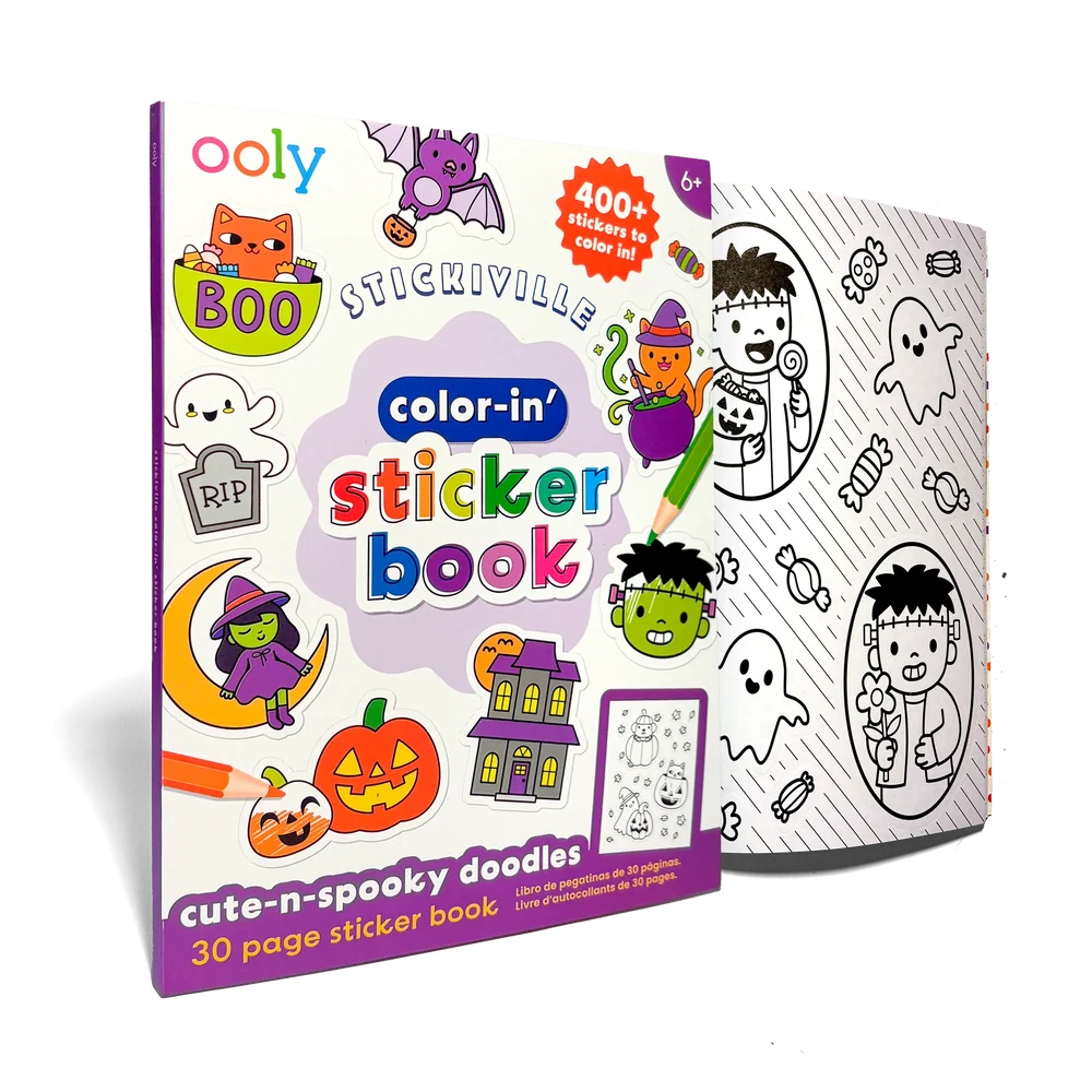 Ooly Stickiville: Color-in' Sticker Book-- Cute n Spooky Doodles