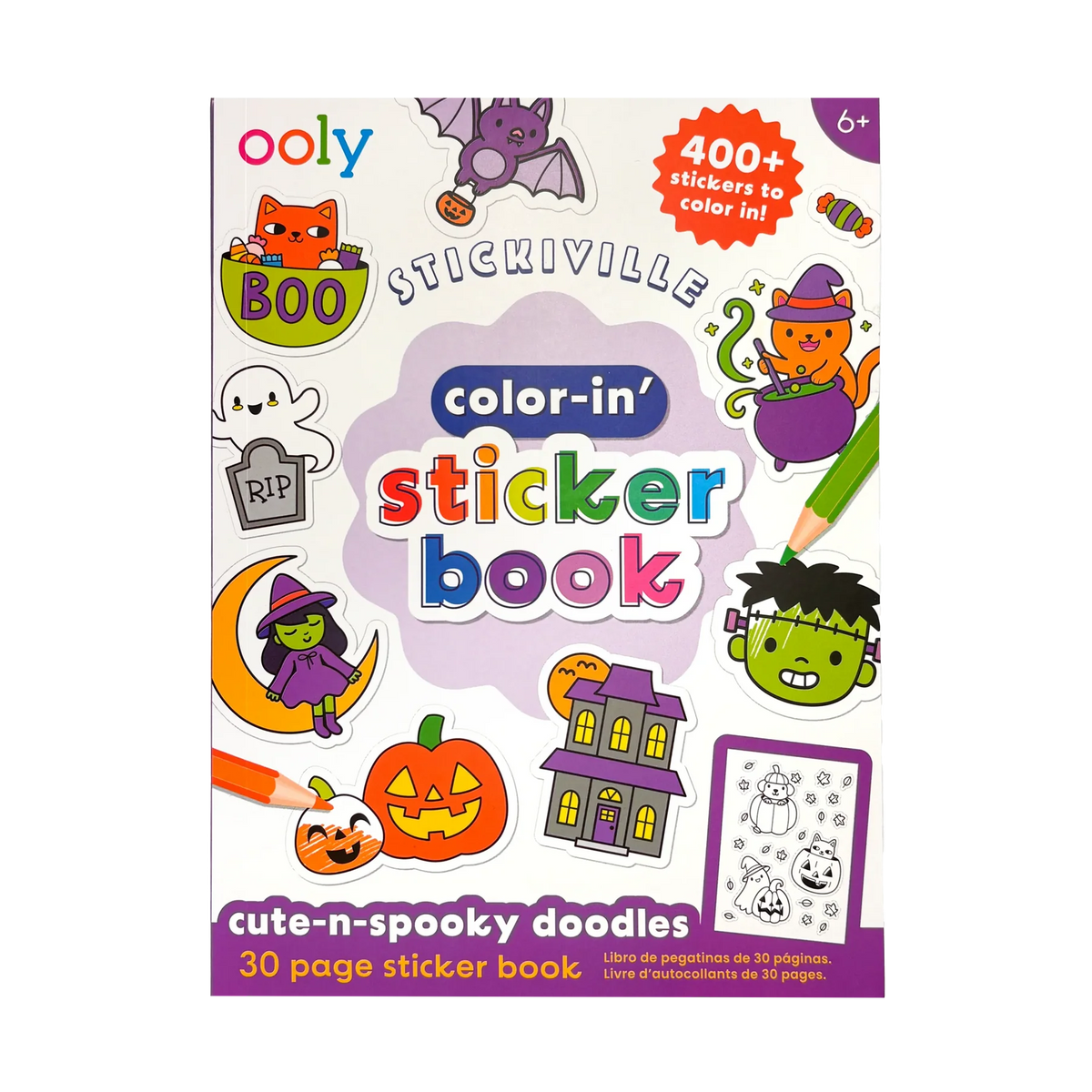 Ooly Stickiville: Color-in' Sticker Book-- Cute n Spooky Doodles