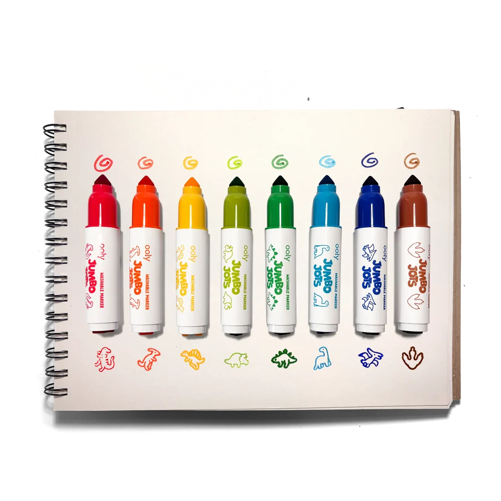 Ooly Jumbo Jots: Dual Tip Cone and Stamp Markers-- Dinosaur (Set of 8)