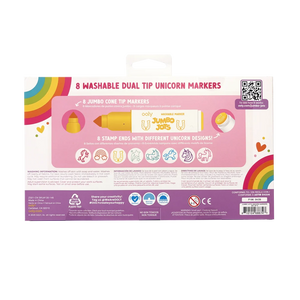 Ooly Jumbo Jots: Dual Tip Cone and Stamp Markers-- Unicorn (Set of 8)