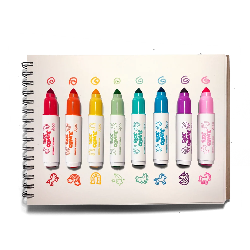 Ooly Jumbo Jots: Dual Tip Cone and Stamp Markers-- Unicorn (Set of 8)