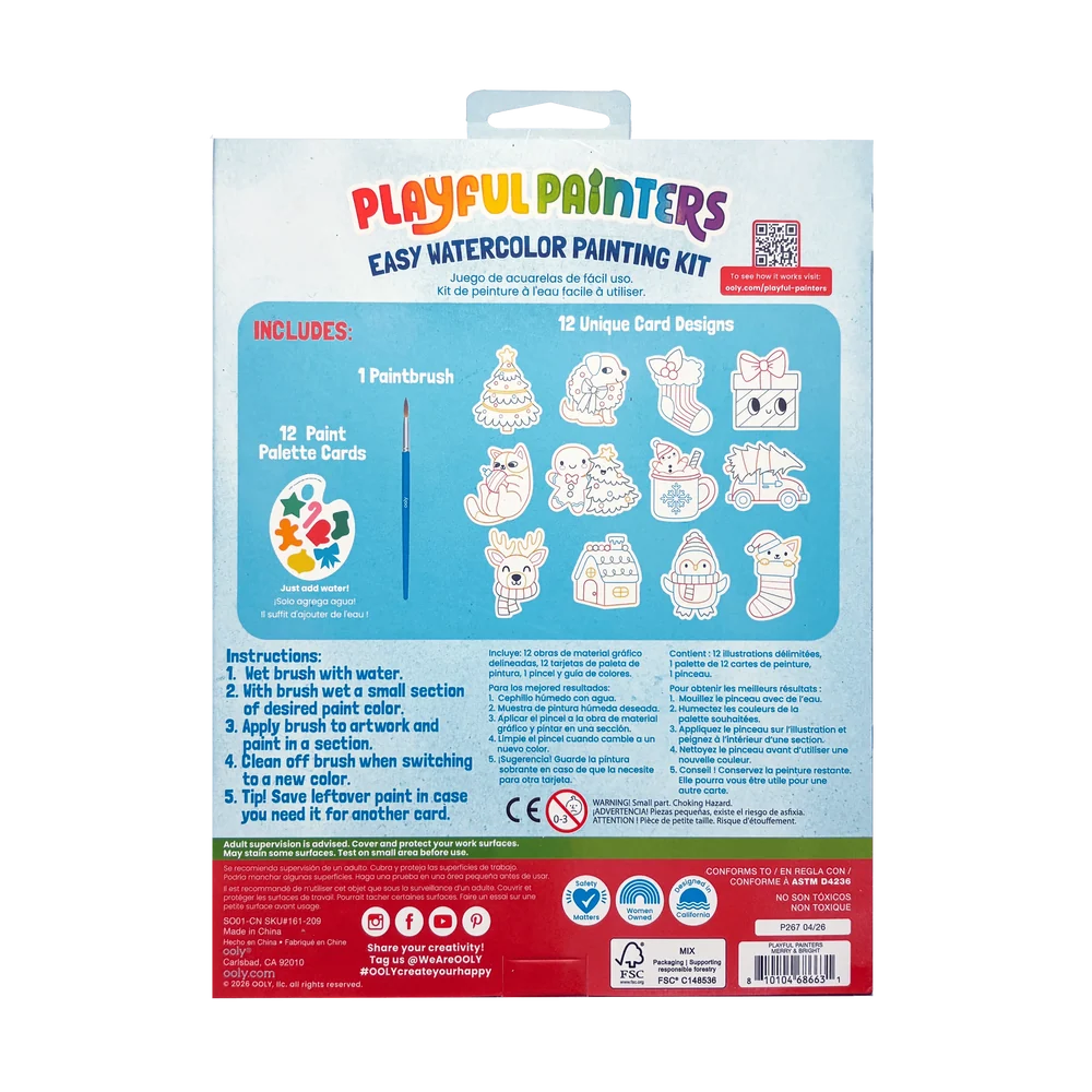 Ooly Playful Painters Easy Watercolor Painting Kit-- Merry and Bright