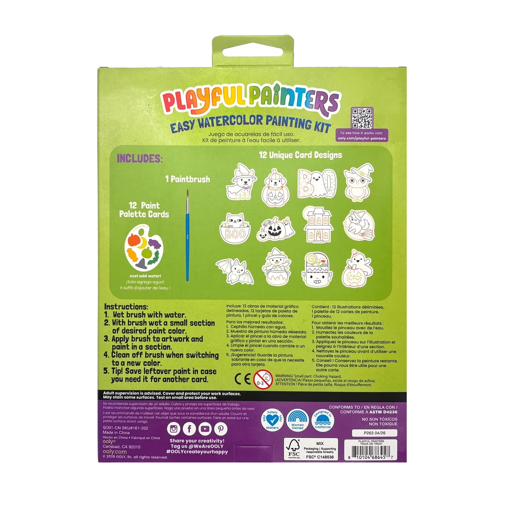 Ooly Playful Painters Easy Watercolor Painting Kit-- Trick or Treat
