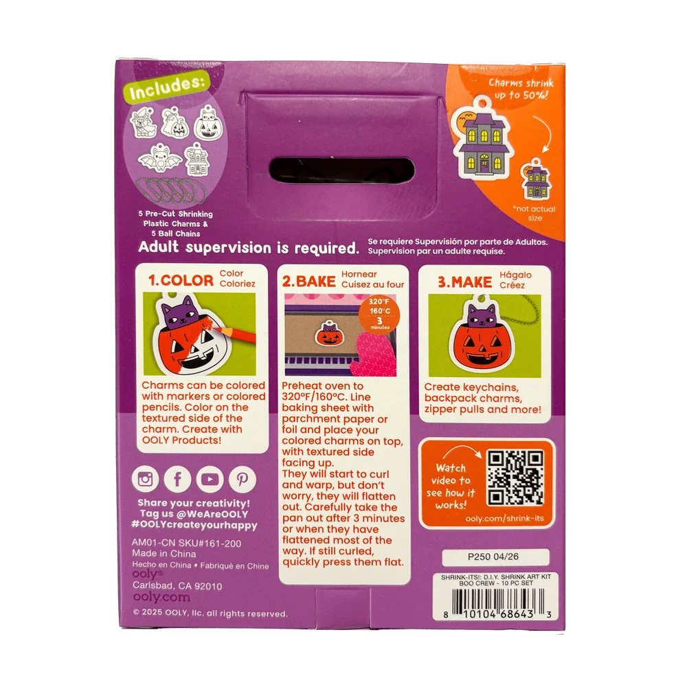 Ooly Mini Shrink-Its! DIY Shrink Art Kit-- Boo Crew