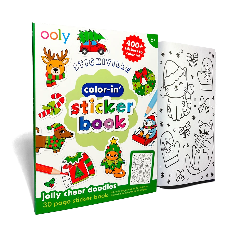 Ooly Stickiville: Color-in' Sticker Book-- Jolly Cheer Doodles