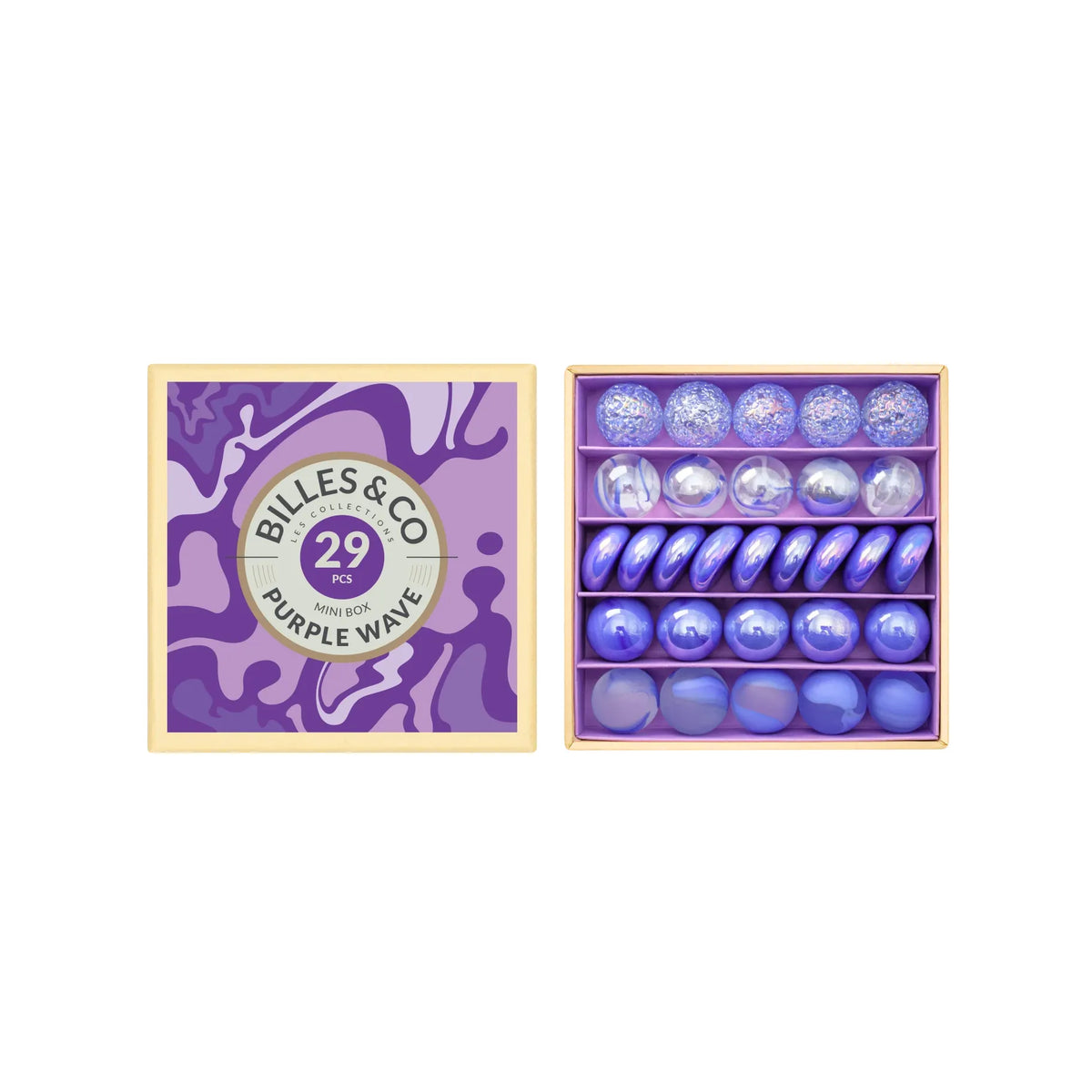 Billes & Co Marbles-- Purple Wave Mini Box