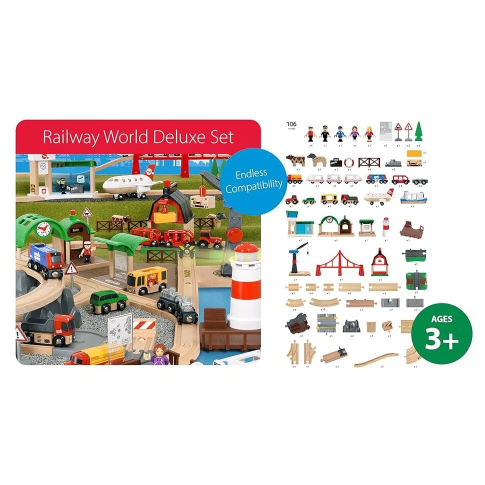 BRIO Luxe Treinset 33727 – Eerste Brio World Startersset Met Slimme Magneten En Hangbrug