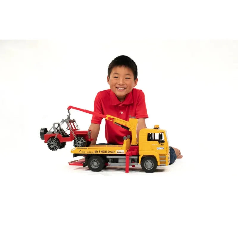 Bruder 02750 MAN TGA Tow Truck with Off-Road Vehicle