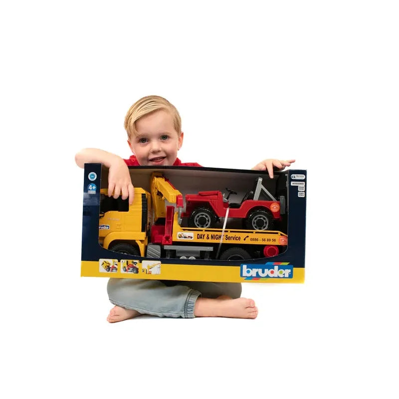 Bruder 02750 MAN TGA Tow Truck with Off-Road Vehicle