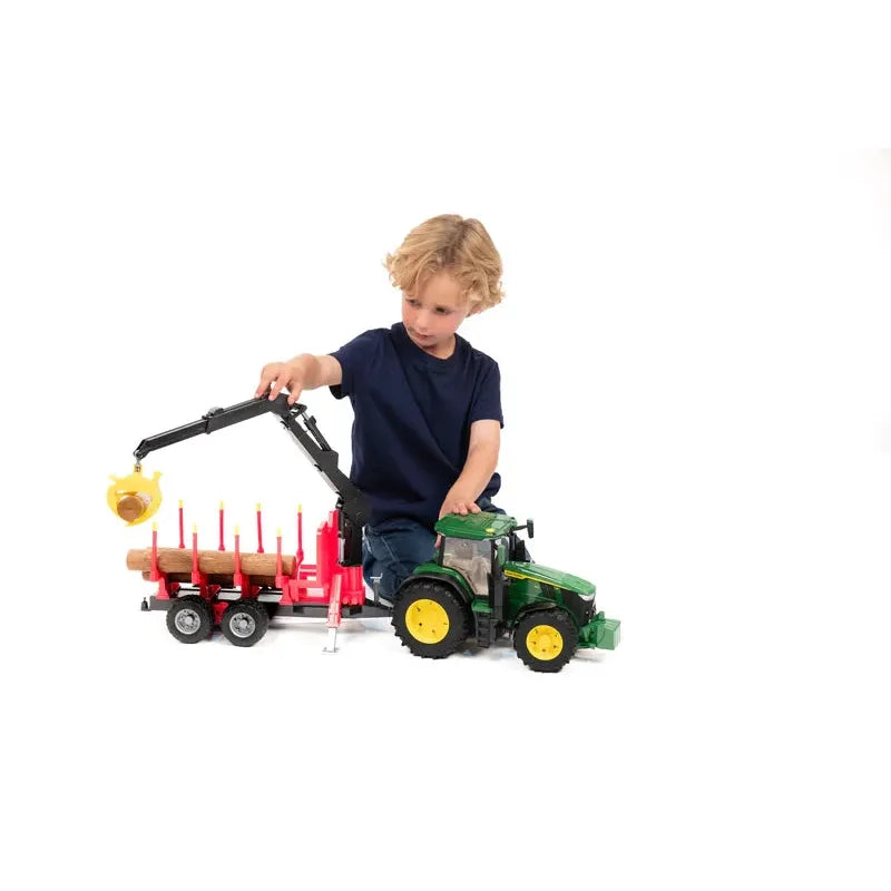 Bruder 09829 John Deere 7R 350 with Logging Trailer and 3 Logs