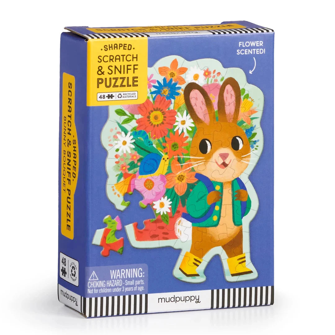 Bunny Bouquet 48 Piece Scratch & Sniff Shaped Mini Puzzle by Mudpuppy