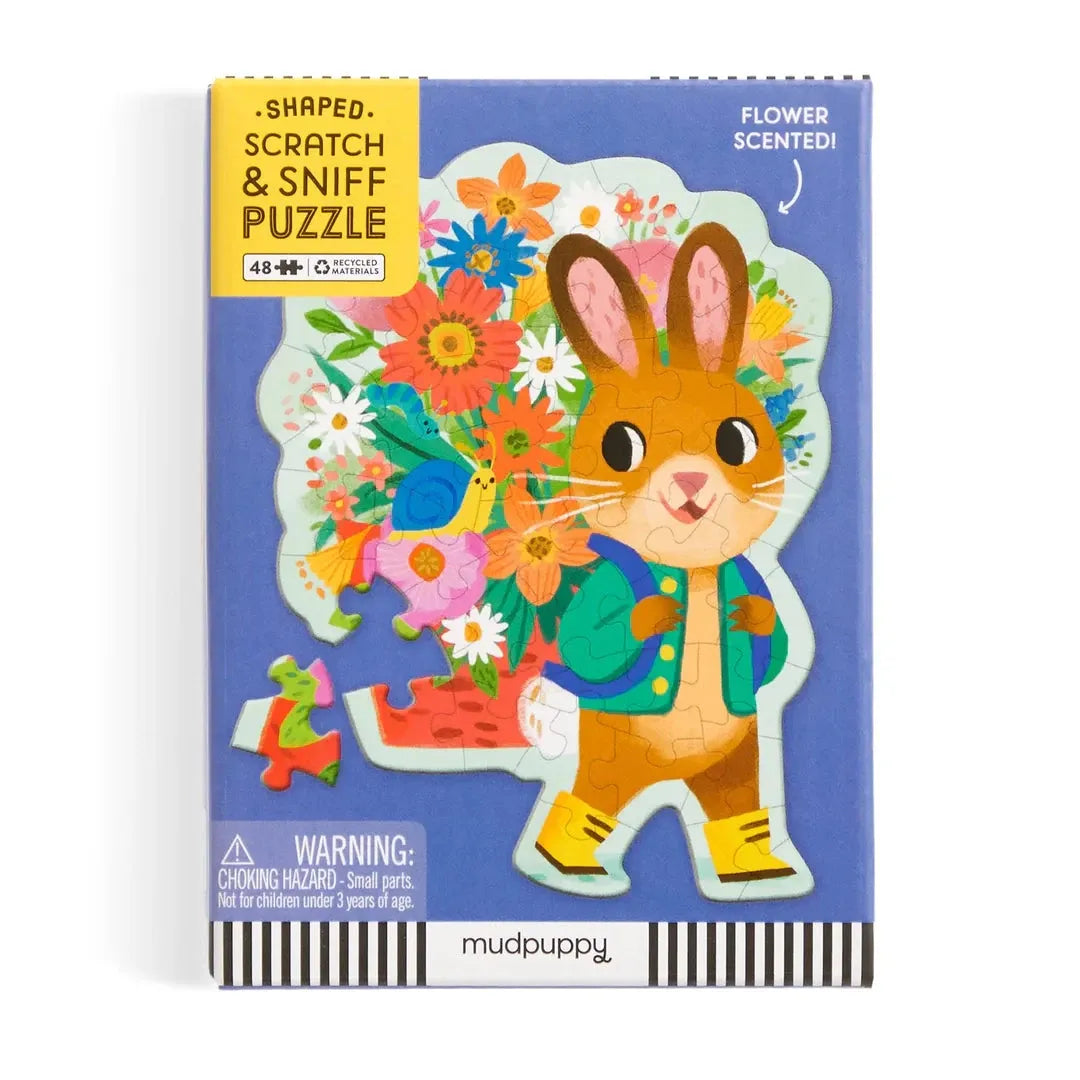 Bunny Bouquet 48 Piece Scratch & Sniff Shaped Mini Puzzle by Mudpuppy